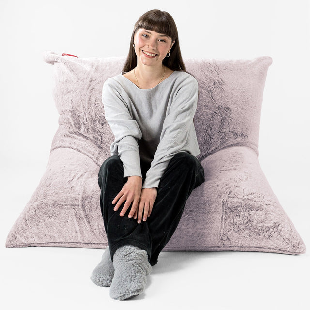 Sækkestol XL - Imiteret Kaninpels Støvet Lyserød 01