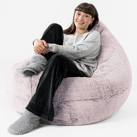 Sækkestol XL - Imiteret Kaninpels Støvet Lyserød 02