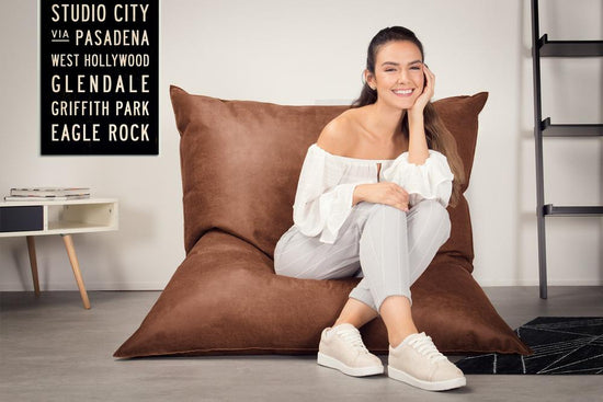 Sækkestol XL - Nødstedte Læder Karamel 05