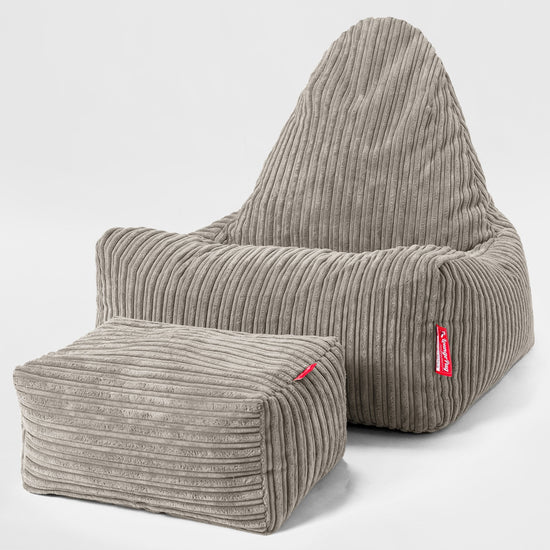 Scandi Lounger-sækkestol - Klassisk Jernbanefløjl Mink 02