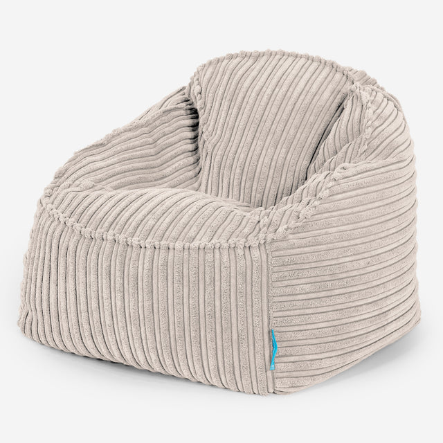 Sloucher Sækkestol Børn 2-6 år - Klassisk Jernbanefløjl Elfenben 01