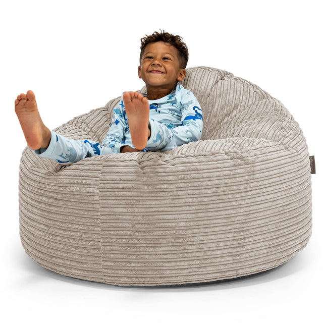 Snuggle Kæmpe Sækkestol til Børn 3-8 år - Klassisk Jernbanefløjl Mink 01