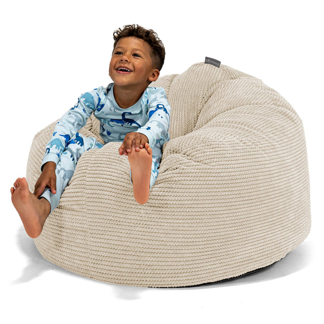Snuggle Kæmpe Sækkestol til Børn 3-8 år - Pom Pom Cremefarvet 01