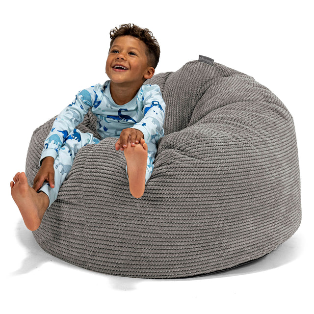 Snuggle Kæmpe Sækkestol til Børn 3-8 år - Pom Pom Kul Grå 01