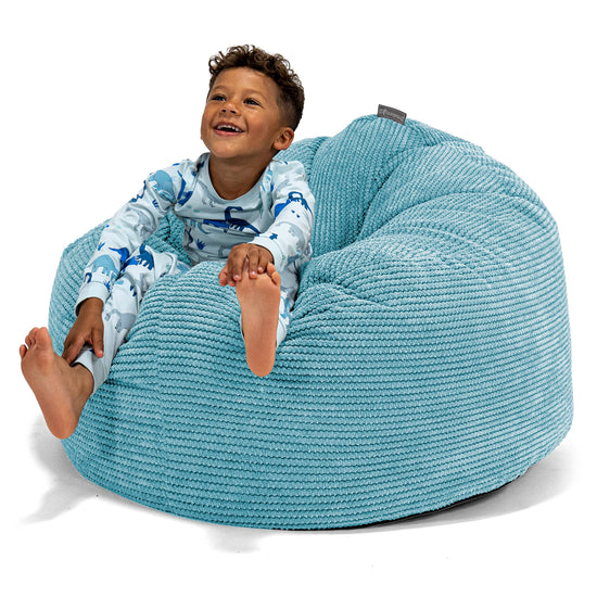 Snuggle Kæmpe Sækkestol til Børn 3-8 år - Pom Pom Turkis Blå 01