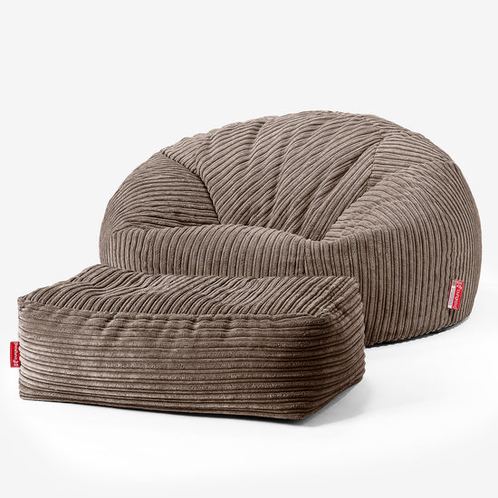 Sofasækkestol til Børn 6-14 år - Klassisk Jernbanefløjl Mokka Brun 03