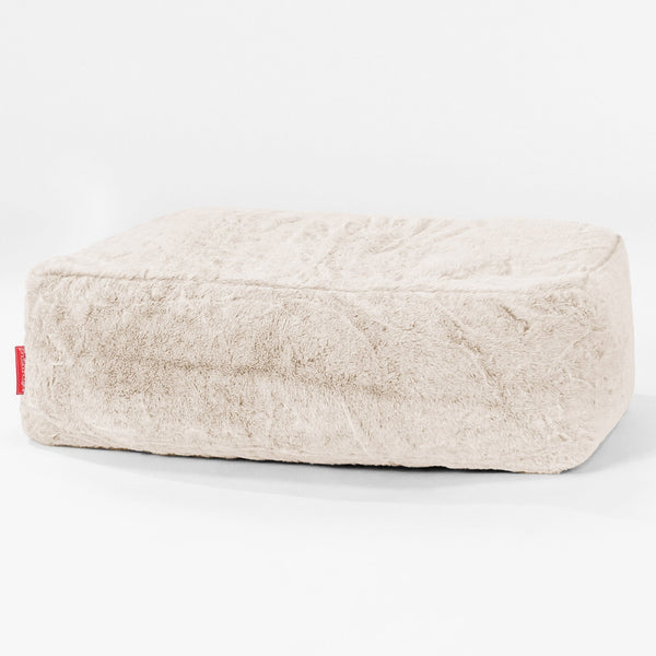 Stor Fodskammel - Imiteret Kaninpels Hvid 01