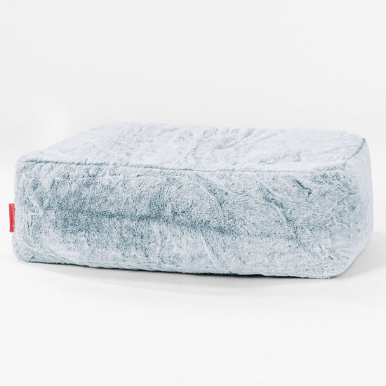 Stor Fodskammel - Imiteret Kaninpels Støvet Blå 01