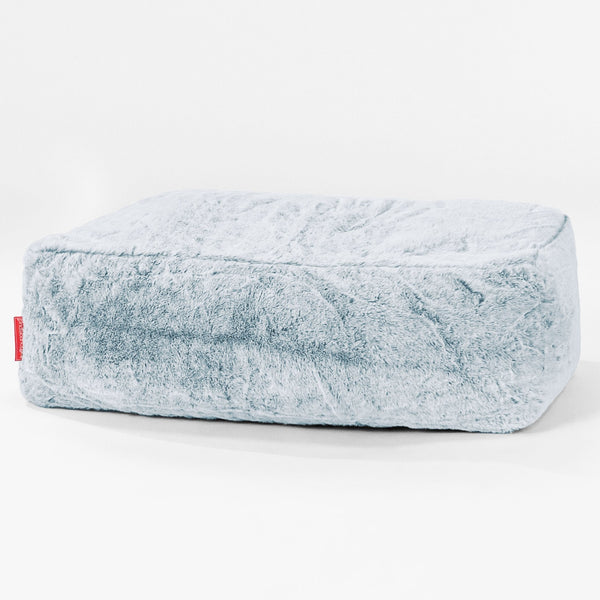 Stor Fodskammel - Imiteret Kaninpels Støvet Blå 01