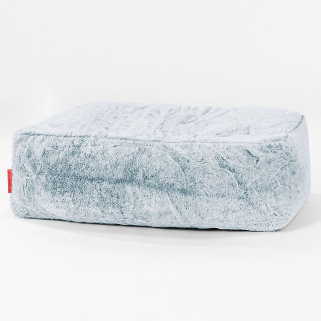 Stor Fodskammel - Imiteret Kaninpels Støvet Blå 01