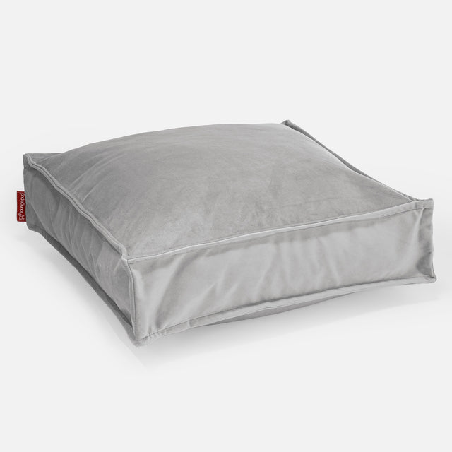 Stor Gulvpude - Fløjl Sølv 01