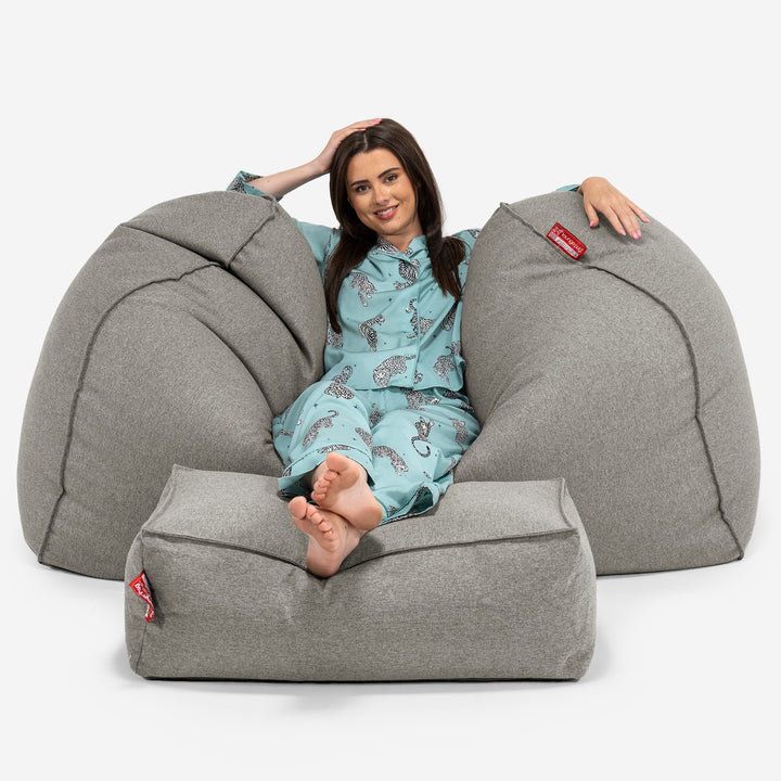 Stor Sækkestol Sofa - Interalli-uld Sølv 03