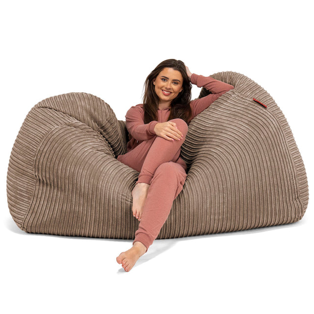 Stor Sækkestol Sofa - Klassisk Jernbanefløjl Mokka Brun 03