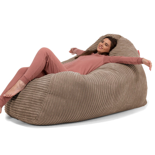 Stor Sækkestol Sofa - Klassisk Jernbanefløjl Mokka Brun 02