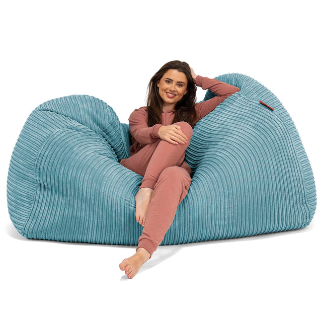 Stor Sækkestol Sofa - Klassisk Jernbanefløjl Turkis Blå 03