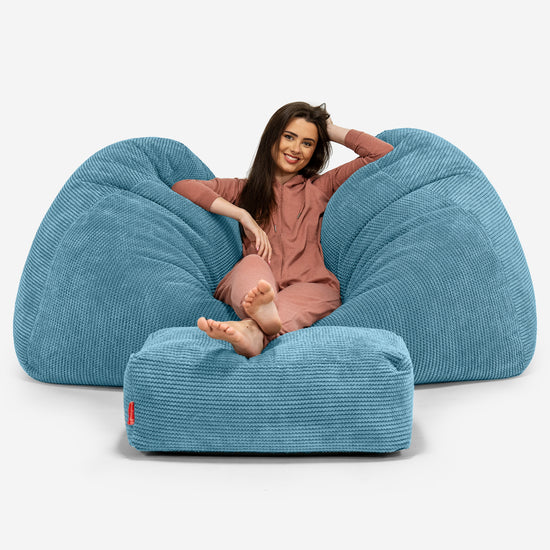 Stor Sækkestol Sofa - Pom Pom Turkis Blå 03