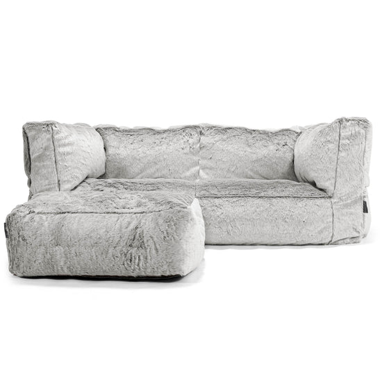 Albert Sækkestol Sofa 2 pers - Imiteret Kaninpels Lysegrå 02