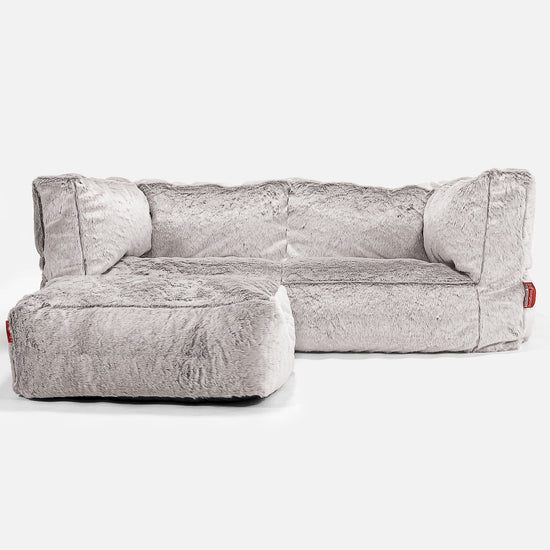 Albert Sækkestol Sofa 2 pers - Imiteret Kaninpels Lysegrå 02