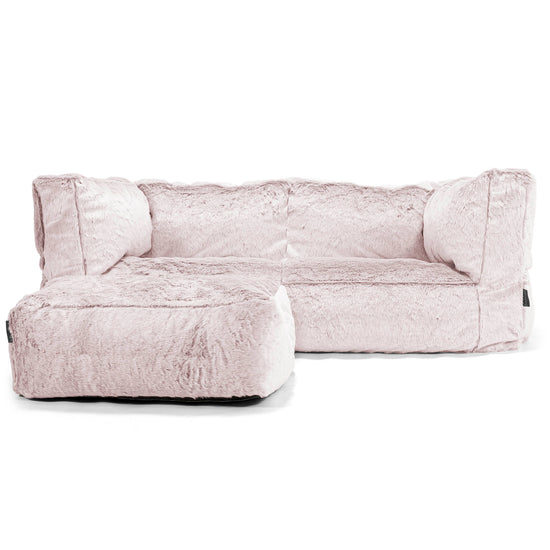 Albert Sækkestol Sofa 2 pers - Imiteret Kaninpels Støvet Lyserød 02