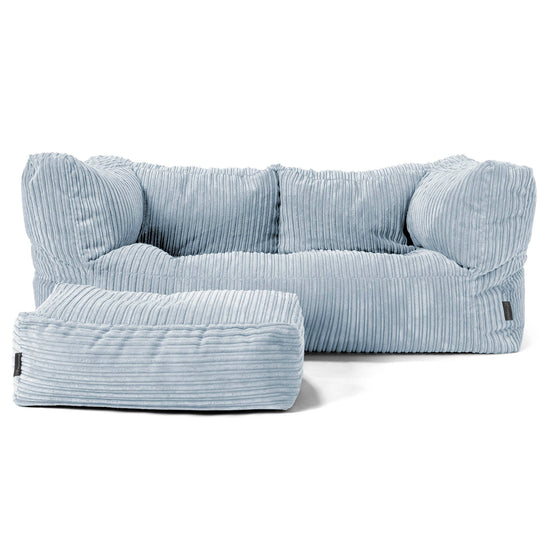 Albert Sækkestol Sofa 2 pers - Klassisk Jernbanefløjl Baby Blå 02