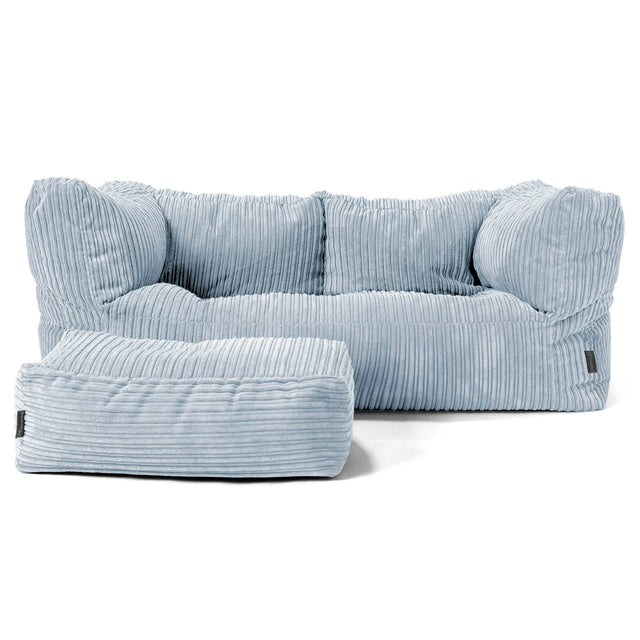 Albert Sækkestol Sofa 2 pers - Klassisk Jernbanefløjl Baby Blå 02