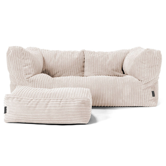 Albert Sækkestol Sofa 2 pers - Klassisk Jernbanefløjl Elfenben 02