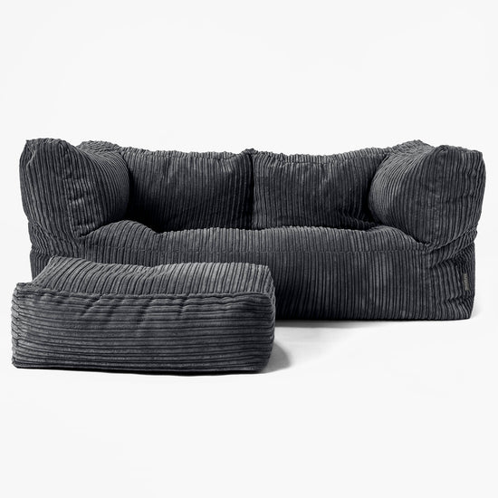 Albert Sækkestol Sofa 2 pers - Klassisk Jernbanefløjl Sort 02
