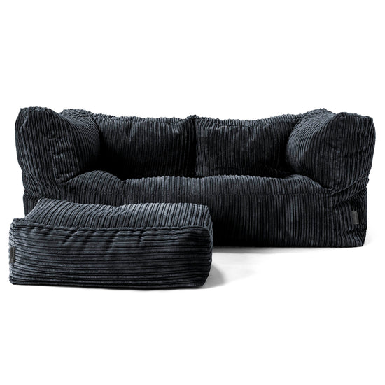 Albert Sækkestol Sofa 2 pers - Klassisk Jernbanefløjl Sort 02