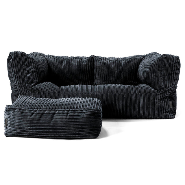 Albert Sækkestol Sofa 2 pers - Klassisk Jernbanefløjl Sort 02