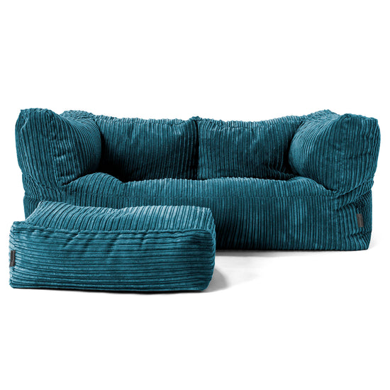 Albert Sækkestol Sofa 2 pers - Klassisk Jernbanefløjl Turkis 02