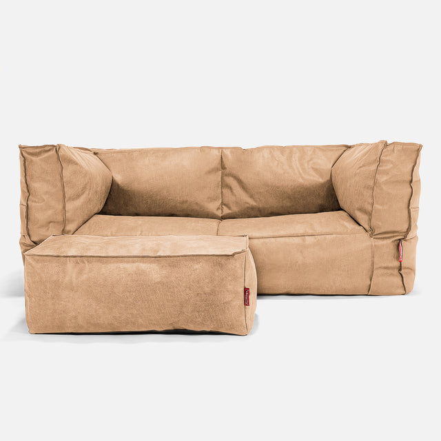 Albert Sækkestol Sofa 2 pers - Nødstedte Læder Lysebrun 02