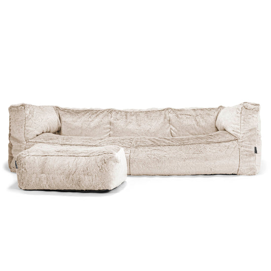 Albert Sækkestol Sofa 3 pers - Imiteret Kaninpels Gyldenbrun 02