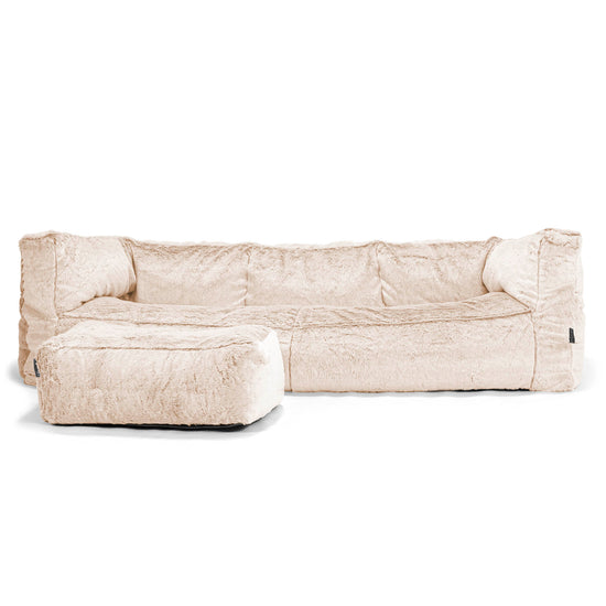 Albert Sækkestol Sofa 3 pers - Imiteret Kaninpels Hvid 02