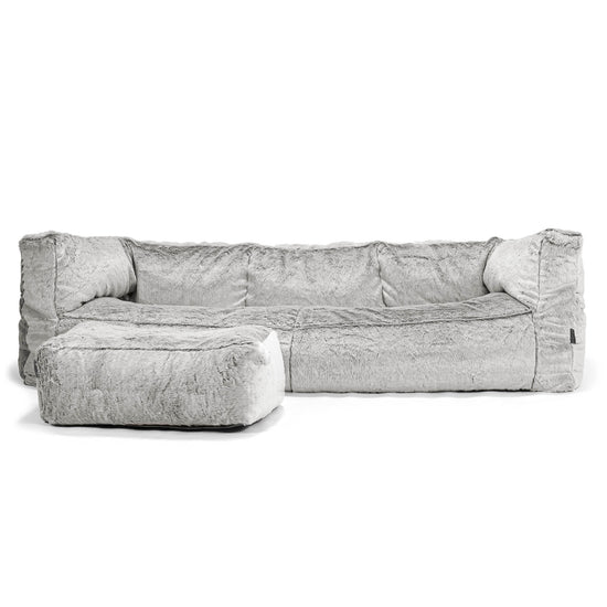 Albert Sækkestol Sofa 3 pers - Imiteret Kaninpels Lysegrå 02