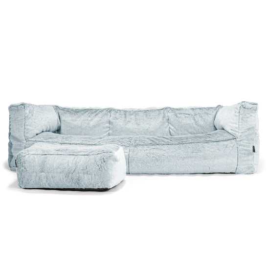 Albert Sækkestol Sofa 3 pers - Imiteret Kaninpels Støvet Blå 02