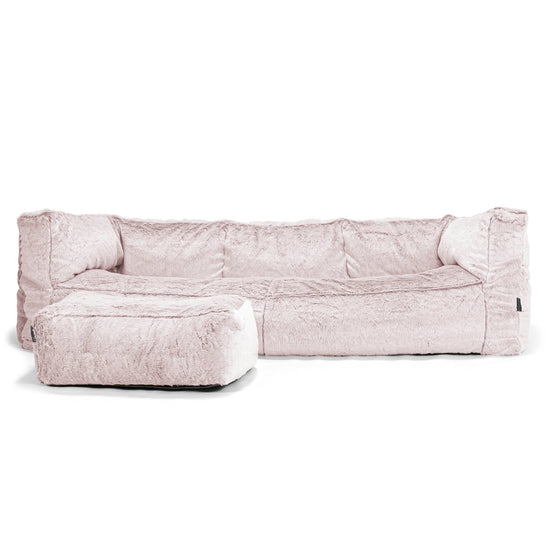 Albert Sækkestol Sofa 3 pers - Imiteret Kaninpels Støvet Lyserød 02