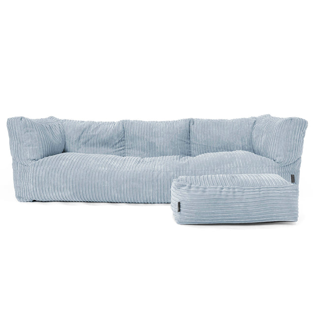 Albert Sækkestol Sofa 3 pers - Klassisk Jernbanefløjl Baby Blå 02