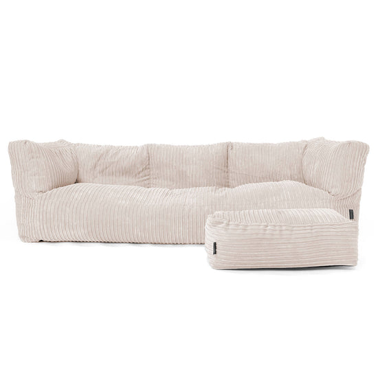 Albert Sækkestol Sofa 3 pers - Klassisk Jernbanefløjl Elfenben 02