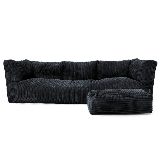 Albert Sækkestol Sofa 3 pers - Klassisk Jernbanefløjl Sort 02
