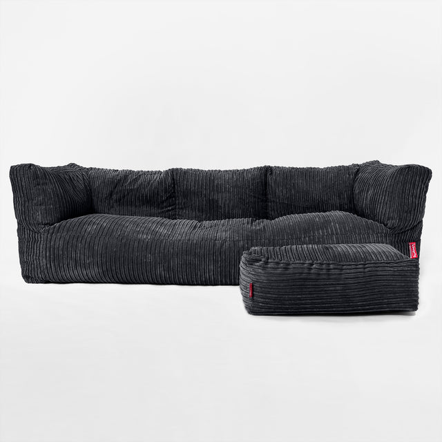 Albert Sækkestol Sofa 3 pers - Klassisk Jernbanefløjl Sort 02