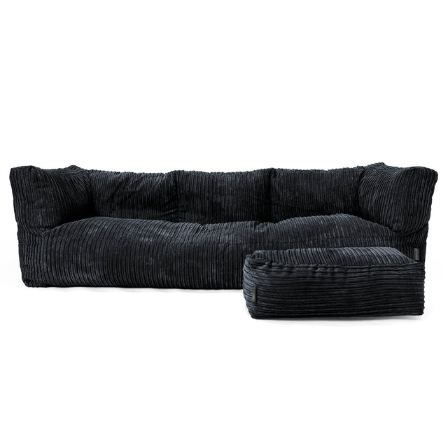Albert Sækkestol Sofa 3 pers - Klassisk Jernbanefløjl Sort 02