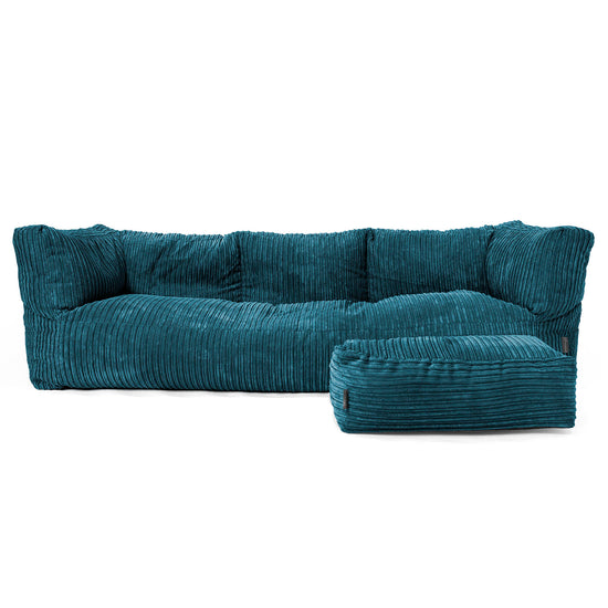 Albert Sækkestol Sofa 3 pers - Klassisk Jernbanefløjl Turkis 02