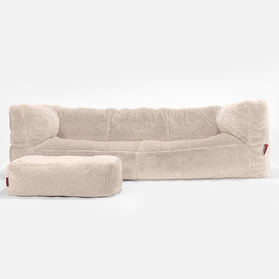 Albert Sækkestol Sofa 3 pers - Korthåret Imiteret Pels Cremefarvet 02