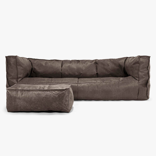 Albert Sækkestol Sofa 3 pers - Nødstedte Læder Skifergrå 02