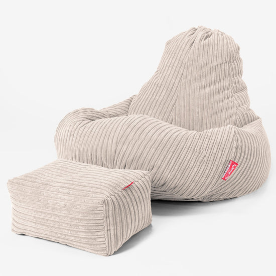 Ultra Lux-gaming-sækkestol - Klassisk Jernbanefløjl Elfenben 02