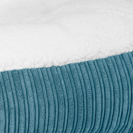 Sloucher Hundeseng Stor - Sherpa & Jernbanefløjl Turkis Blå 03