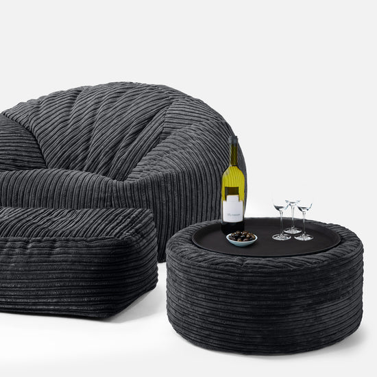 Klassisk Sækkestol Sofa - Klassisk Jernbanefløjl Sort 03