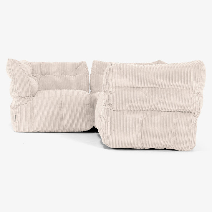 3-personers Modulsofa Hjørnesofa - Klassisk Jernbanefløjl Elfenben 02