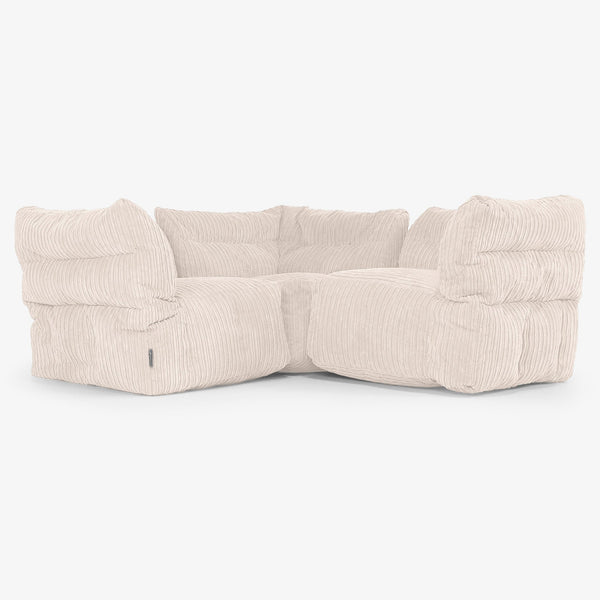 3-personers Modulsofa Hjørnesofa - Klassisk Jernbanefløjl Elfenben 01