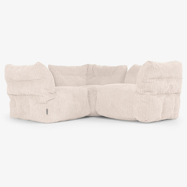 3-personers Modulsofa Hjørnesofa - Klassisk Jernbanefløjl Elfenben 01